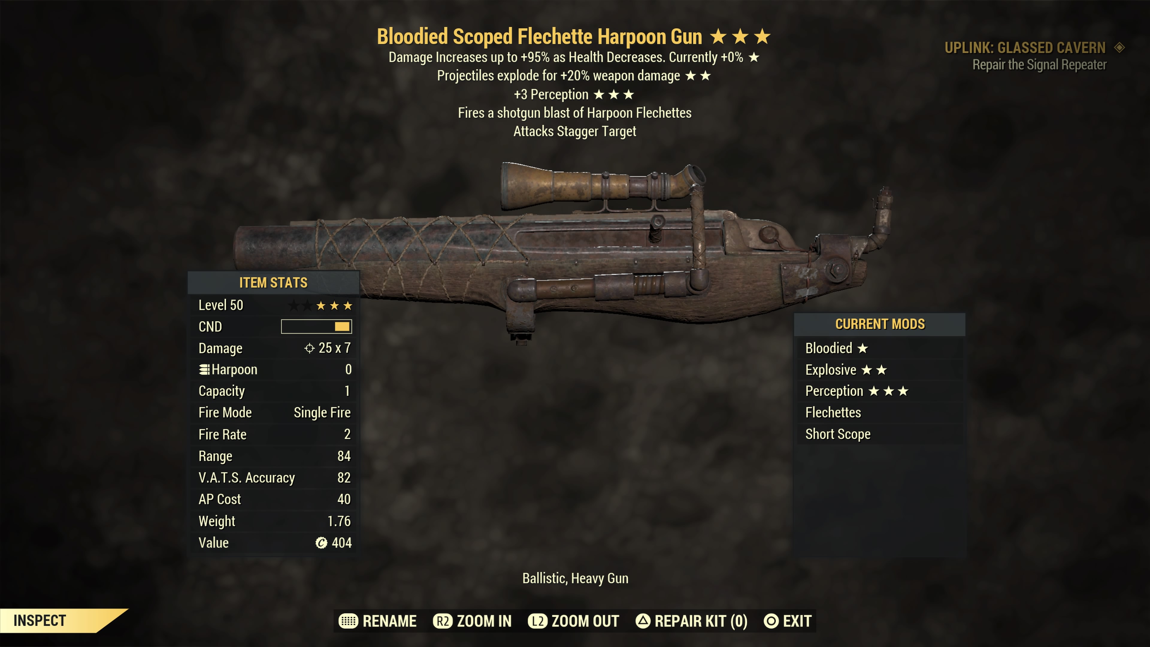 Bloodied【Explosive + Perception】Harpoon Gun